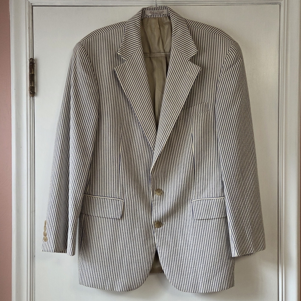 RALPH LAUREN POLO UNIVERSITY CLUB Seersucker Sports Coat Blazer Size 40R Derby